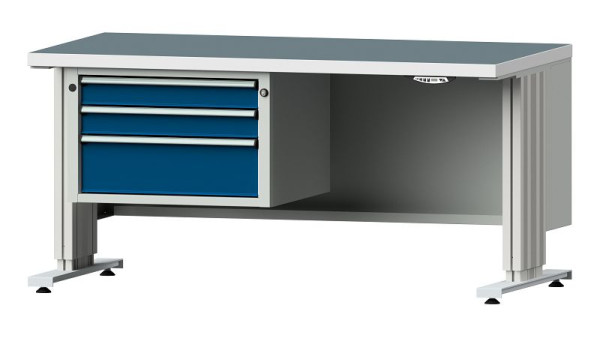 ANKE Werkbänke Arbeitstisch LIFT mit Unterbau, Modell 603 VL, 1500 x 800 x 740-1140 mm, RAL 7035/5010, UBP 40 mm, 405.272