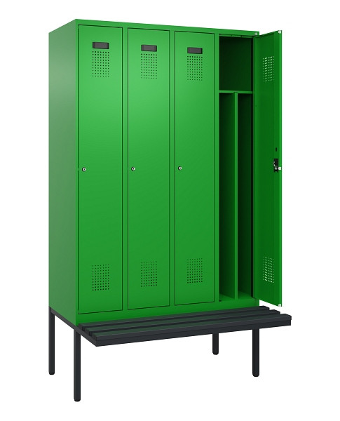 C+P Spind Evolo PLUS, 4 Abteile, 2120x1200x815mm, 6037/6037, Haken 4, Zylinderschloss, Material Sitzfläche Kunststoff, 0490407-40F S10106