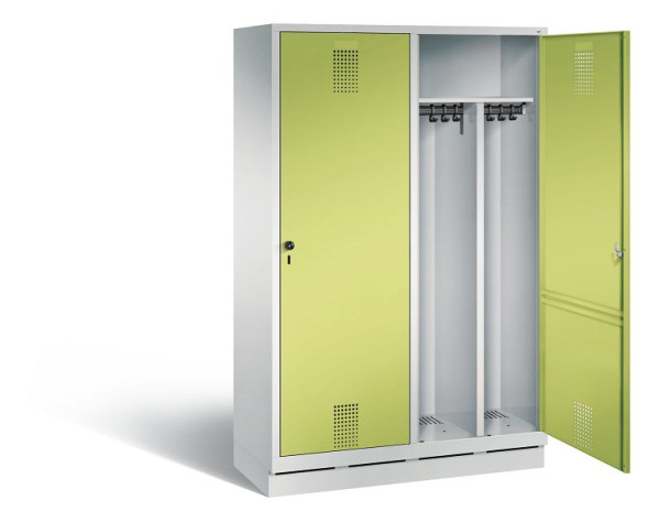 C+P Schwarz-Weiss-Spind Evolo, H1800xB1190xT500mm, Farbe: Lichtgrau / Viridingrün, 48220-40 S10063