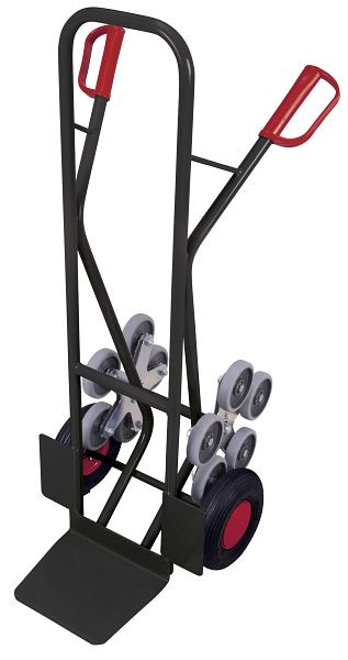 VARIOfit Treppenkarre mit 2 fünfarmigen Radsternen, Außenmaß: 610 x 675 x 1.310 mm, RAL 7016 anthrazitgrau, Radsatz: Luftbereifung, sk-710.211/AG