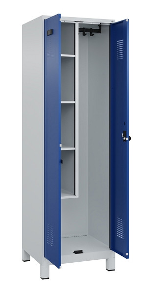 C+P Putzmittel-Spind Evolo PLUS, mit Füßen, 2 Abteile, 1950x600x500mm, 7035/501, Frontfarbe RAL 5010 Enzianblau, Drehriegel, 049110-00 S10006