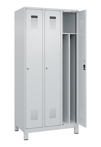 C+P Spind Evolo PLUS, mit Füßen, 3 Abteile, 1950x900x500mm, 7035/7035, Verschluss Zylinderschloss, 049010-30F S10040