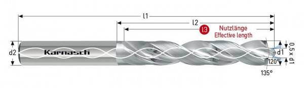 Karnasch VHM-Bohrer ROBO CFK/ALU mit IK d= 9,7/L3= 49 HAK geläppt, 2902500970049