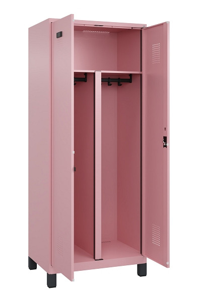 C+P PSA Schwarz-Weiß-Spind Evolo PLUS, mit Füßen, 2 Abteile, 1950x800x500mm, 30, Frontfarbe RAL 3015 Hellrosa, Zylinderschloss, 049012-22P S10051