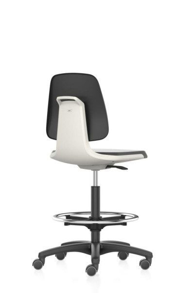 bimos Arbeitsstuhl Labsit mit Rollen, Sitzhöhe 560-810 mm, PU-Schaum, Sitzschale weiß, 9125-2000-3403