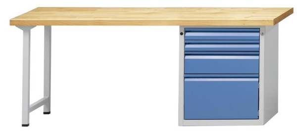 ANKE Werkbänke Kombiwerkbank, Modell 824 E, 2000 x 700 x 850 mm, RAL 7035/5012, BMP 50 mm, 510.925