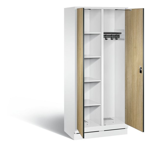 C+P Putzmittel-Spind Evolo, H1800xB810xT500mm, Farbe: Verkehrsweiß / Dekor Eiche Sereno, 48160-22 S10139