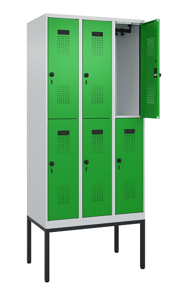 C+P Doppelstock-Spind Evolo PLUS, Gestell, 6 Fächer, 2120x900x500mm, 7035/6037, Drehriegel, 0493307-30 S10011