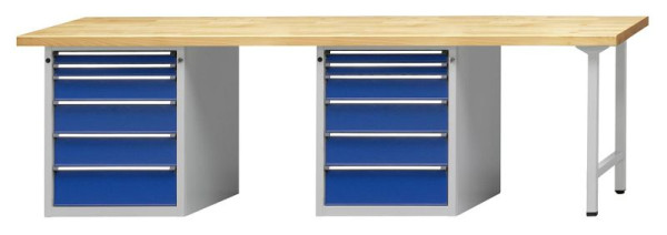 ANKE Werkbänke Kombiwerkbank, Modell 912 V, 2800 x 700 x 890 mm, RAL 7035/5010, BMP 40 mm, 411.497