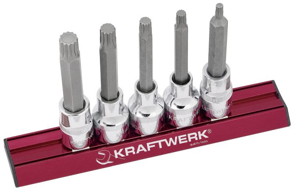Kraftwerk XZN-Vielzahn-Lang-Bit-Steckschlüssel-Satz, 5tlg, 70mm MAGALU 1/2", 338099