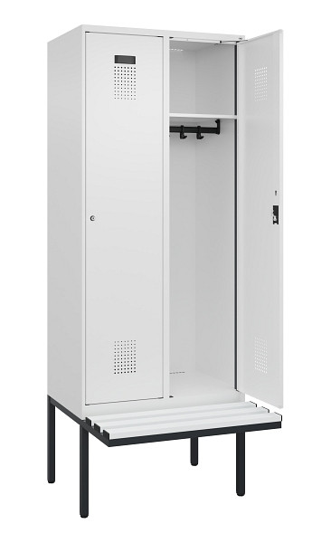 C+P Spind Evolo PLUS, 2 Abteile, 2120x800x815mm, 9016/9016, Haken 4, Zylinderschloss, Material Sitzfläche Kunststoff, 0490407-22 S10101