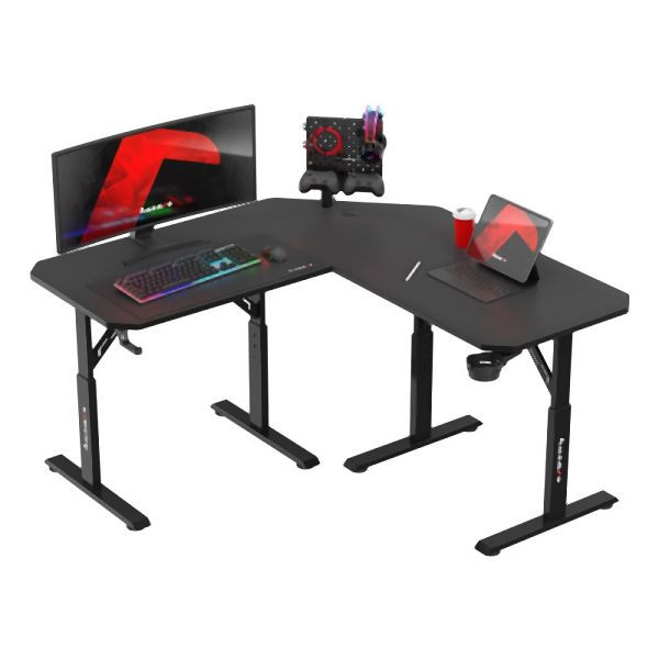 Huzaro Höhenverstellbarer Eck-Gaming-Schreibtisch Hero 7.3 Schwarz, 140 cm x 80 cm, HZ-HERO 7.3 BLACK, 5903796019896