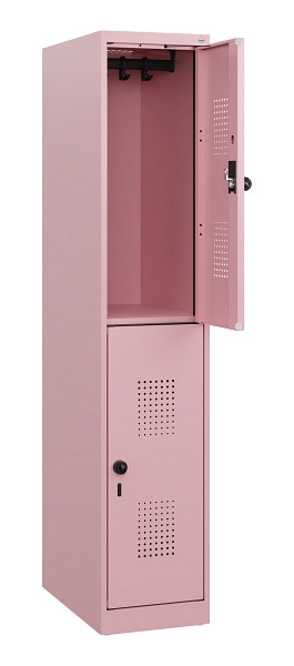 C+P Doppelstöckiger Spind Evolo PLUS, 2 Fächer, 1530x300x500mm, 3015/3015, Drehriegel, 0493005-10 S10032