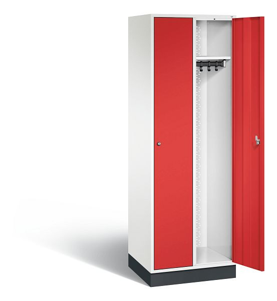 C+P Garderobenschrank Intro, H1950xB620xT490mm, Farbe: Verkehrsweiß / feuerrot, 8170-201 S10069
