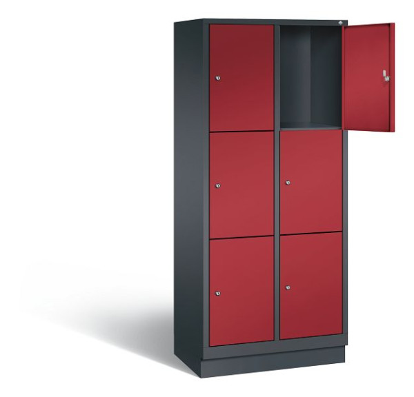 C+P Schließfachschrank Evolo, H1800xB810xT500mm, Farbe: Schwarzgrau / Rubinrot, 48020-223 S10112