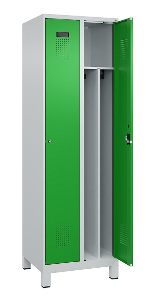 C+P Spind Evolo PLUS, mit Füßen, 2 Abteile, 1950x600x500mm, 7035/6037, Verschluss Zylinderschloss, 049010-20F S10038