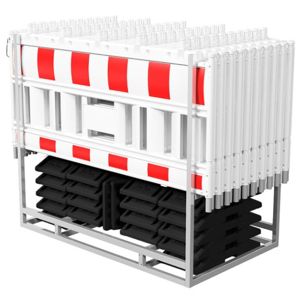 Schake Absperrschrankengitter SET 3 bestehend aus: 1x Multipalette für Schrankenzaun und Fußplatte, 20x Absperrschrankengitter NOX LIGHT, 33520KA-SET3