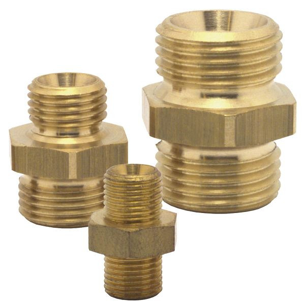 ELMAG Doppelnippel, AG 1/4' x AG 1/4', Messing, 2 Stück, 46082