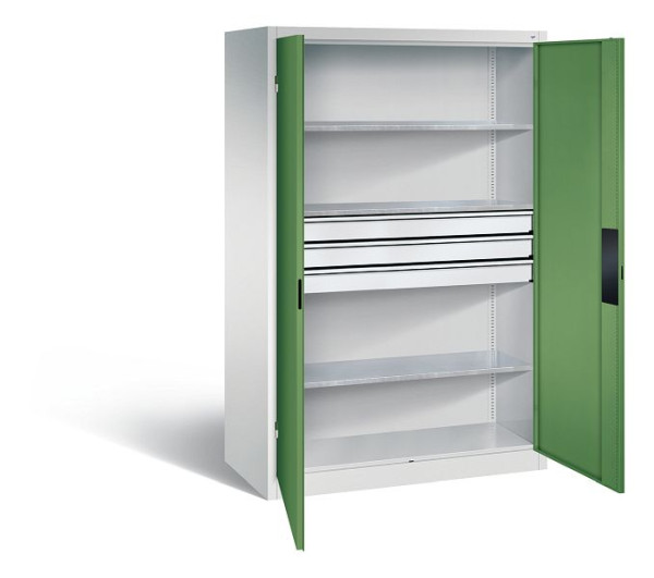 C+P Werkzeugschrank Acurado, H1950xB1200xT600mm, Farbe: Lichtgrau / Resedagrün, Muldengriff, 8932-5230 S10140