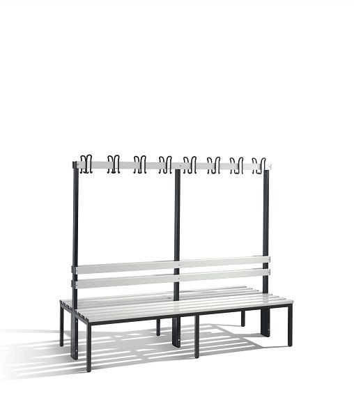 C+P Garderobenbank 2-seitig, H1650xB1960xT750 mm, Schwarzgrau/Lichtgrau, 8052-200 S10090