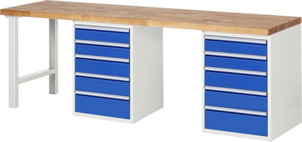 RAU Werkbank Serie 7000 - Baukasten-Bauweise, 2 Unterbau-Container (5x Schublade), 2500x840x700 mm, 03-7513A8-257B4S.11