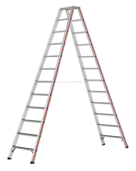 HYMER Stufenstehleiter R13, beidseitig begehbar, 2x12 Stufen, Länge 3,04 m, 862424