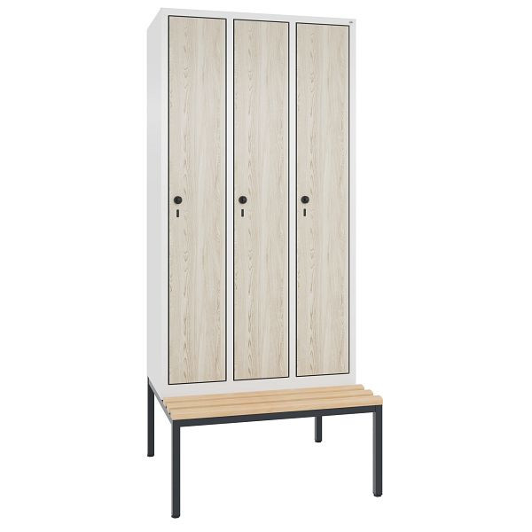 C+P Spind Evolo, 3 Abteile, H2090xB900xT815 mm, Weiß/HPL Esche, 48050-30 S10503