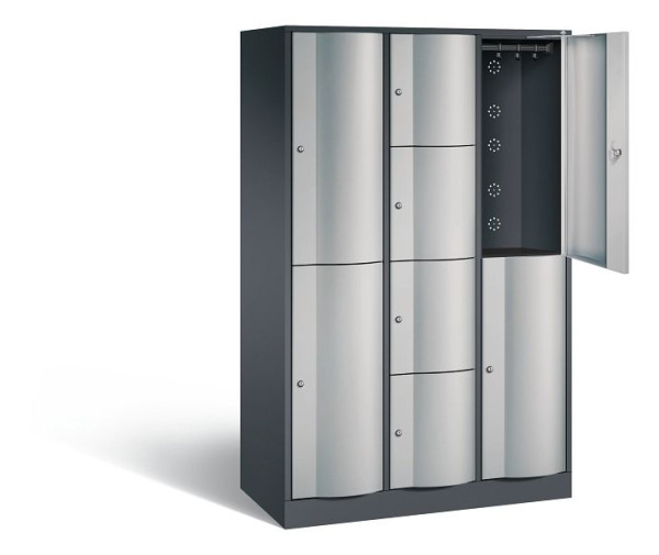 C+P Kombi-Schließfachschrank Resisto, H1950xB1148xT540mm, Farbe: Schwarzgrau / Weißaluminium, 8070-3722 S10011