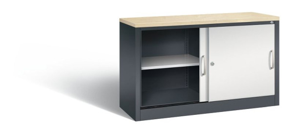 C+P Sideboard mit Schiebetüren Acurado, H720xB1200xT400mm, Farbe: Schwarzgrau / Lichtgrau, Bügelgriff, 2 OH, 5723-00 S10479