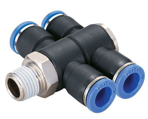 timmer B-TVTEdk2-6-1/8-KU, T-Verteiler-Einschraubverschraubung mit konischem Gewinde, Schlauch-Ø: 6 mm, Gewinde: 1/8", VE: 5 Stück, 03181644