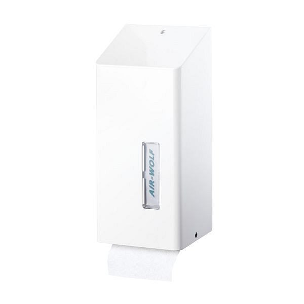 Air Wolf WC-Papierspender für Einzelblätter, Serie Omega, H x B x T: 300 x 143 x 116 mm, Edelstahl weiß, 29-430