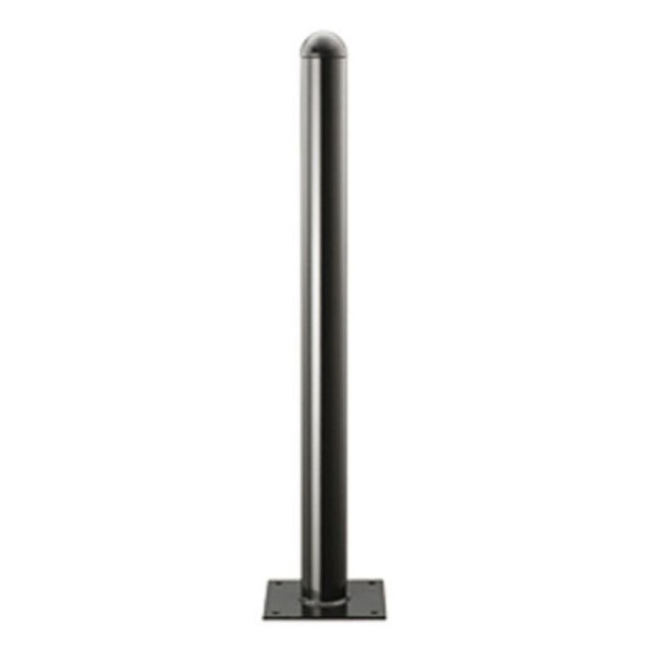 Stein HGS Stilpfosten Ø76mm, Stahl, Helmkopf, zum Aufdübeln (Bodenplatte 100x200mm), umlegbar, Profilzylinder oben, 13341-5co