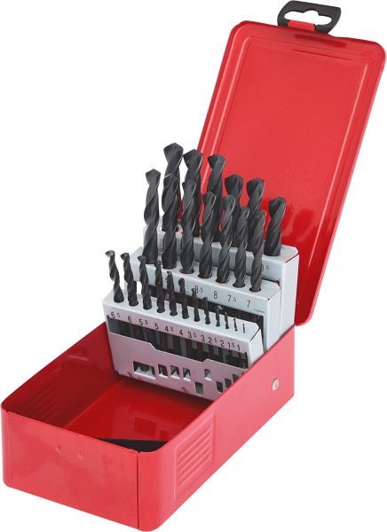 KS Tools HSS-R Spiralbohrer-Satz, Stahlblechkassette, 25-teilig, 1-13mm, 330.1613