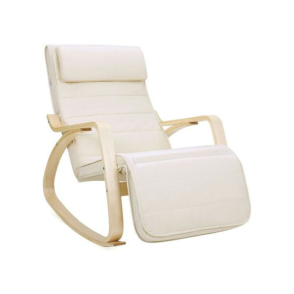 SONGMICS Schaukelstuhl Birkenholz Beige, LYY10M, 6955880342563