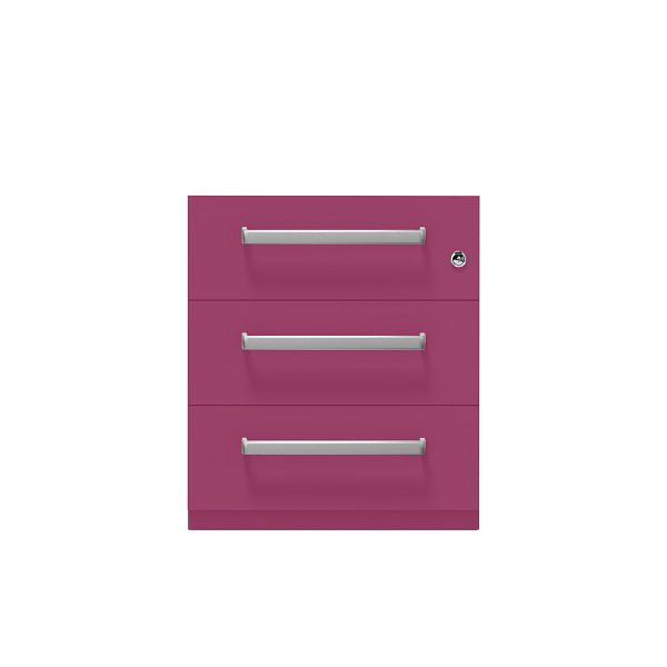 Bisley Rollcontainer Note™, 3 Schubladen, Tiefe 775 mm, Designgriff, 621 beere, NWH79M7BBB621