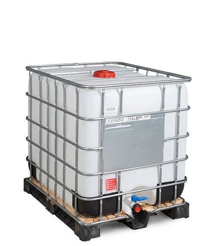 DENIOS IBC Gefahrgut-Container, Composite-Palette, 1000 l, Öffnung NW150, Auslauf NW50, 266-165