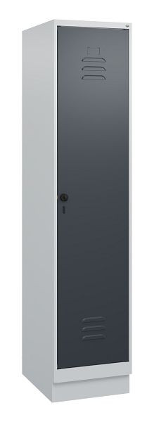 C+P Umkleidespind Classic PLUS mit Mitteltrennwand, Sockel, 1800x400x500mm, 7035/7016, Drehriegel, 0800207-12F S10008