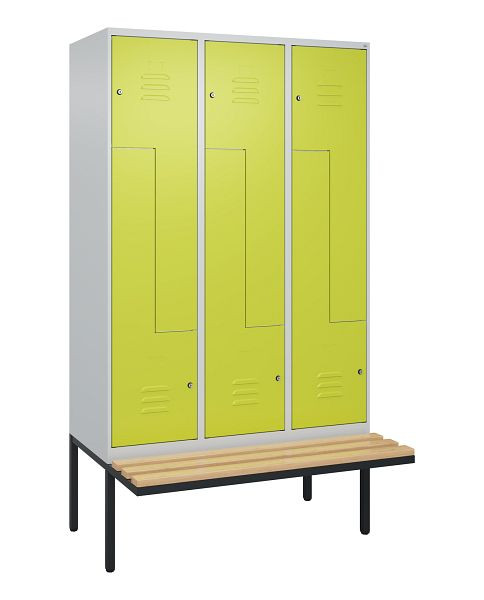 C+P Z-Spind Classic PLUS, Bank, 6 Abteile, 2120x1200x815mm, 7035/0024, Zylinderschlösser, Buche-Sitzleisten, 0800437-326 S10025