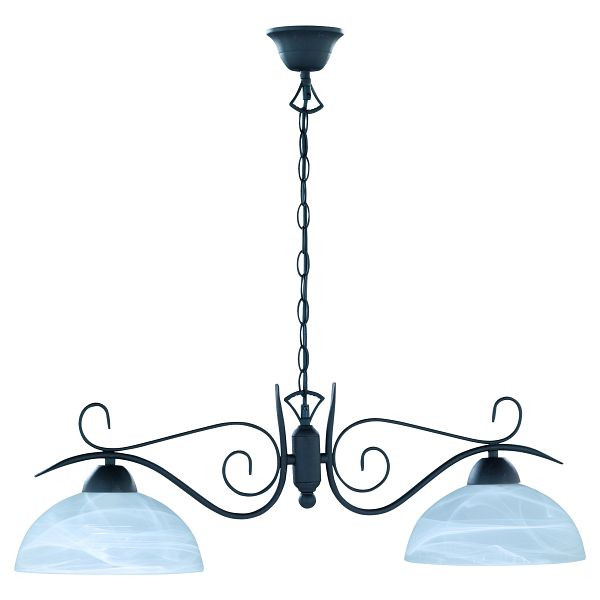 Reality Trio Pendelleuchte im Landhausstil, Alabaster, rostfarben, 2192