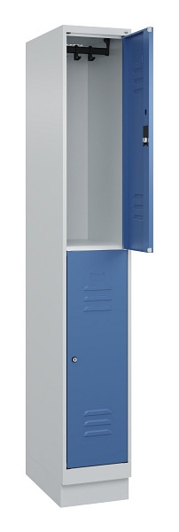 C+P Doppelstock-Spind Classic PLUS, Sockel, 1 Abteil, 1950x300x500mm, 7035/5023, 080320-10 S10020