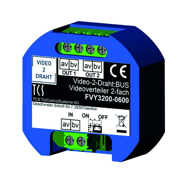 TCS Videoverteiler für Video 2-Draht:BUS, keine Kaskadierung, passiv zur Aufsplitterung von Videosträngen, Einbau in Unterputzdose, 2-fach, FVY3200-0600