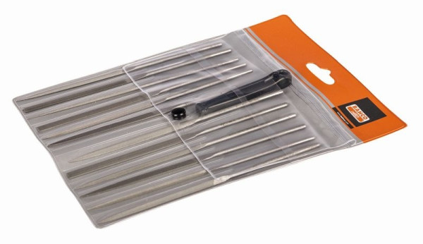Bahco Nadelfeilenset, 12-teilig, 160 mm, Kunststofftasche, Hieb 2, 2-472-16-2-0