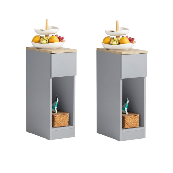 SoBuy Nachttisch-Set mit einer Schublade Hellgrau 20x35x60cm, Modern, VE: 2 Stück, FBT111-HGx2