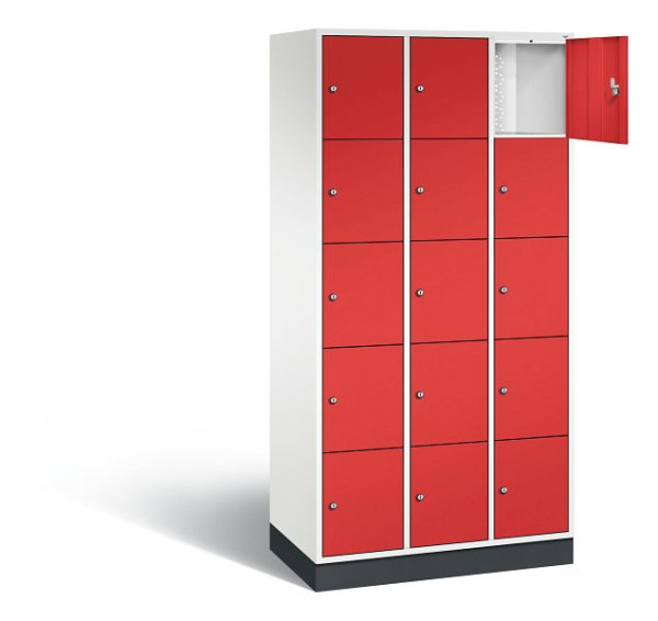 C+P Schließfachschrank Intro, H1950xB920xT490mm, Farbe: Verkehrsweiß / feuerrot, 8570-301 S10215