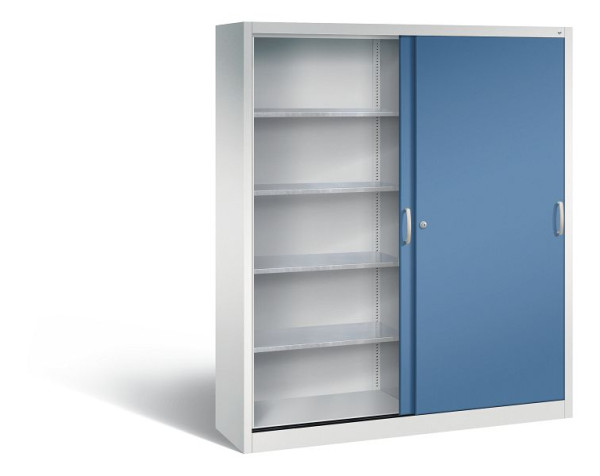 C+P Schiebetürenschrank Acurado, H1950xB1600xT400mm, Farbe: Lichtgrau / Fernblau, Bügelgriff, 2149-00 S10069