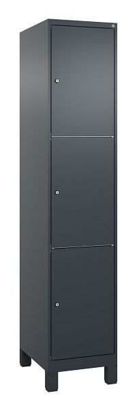 C+P Schließfachschrank Classic PLUS, Füße, 1950x400x500mm, 7016/7016, mit 3 Fächern, 080010-123 S10012