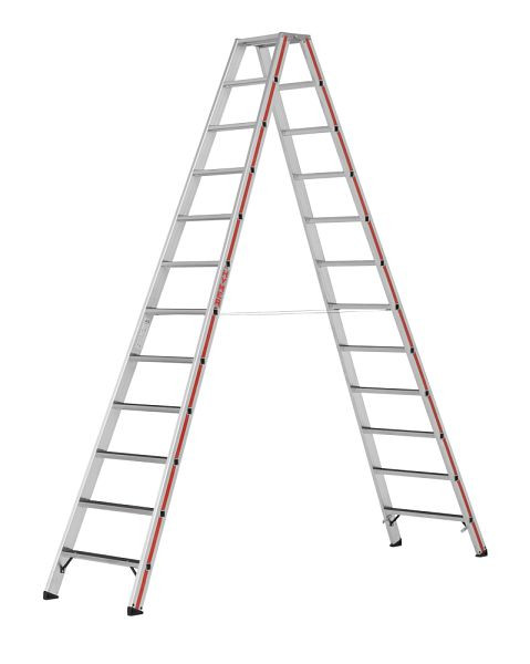 HYMER Stufenstehleiter R13, beidseitig begehbar, 2x12 Stufen, Länge 3,04 m, 862424