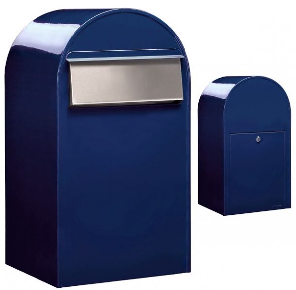 Bobi Grande B Großraumbriefkasten RAL 5003 und V2A, Farbe: blau, Klappe aus Edelstahl, 01.01.10.10
