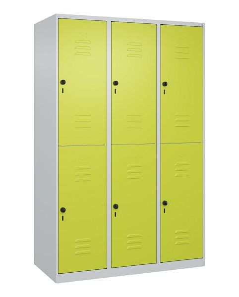 C+P Doppelstöckiger Spind Classic PLUS, 3 Abteile, 1850x1200x500mm, 7035/0024, Drehriegel, 080300-32 S10009