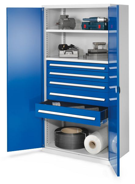 Kappes Schwerlastschrank ohne Mitteltrennwand, 1950 x 1000 x 600 mm, Mod 44, RAL 7035/5010, Doppelwandtür, 1462.08.2016
